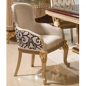 Casa Padrino Luxury Baroque Dining Chair with Armrests Gray/White/Black/Gold H. 94 cm