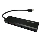 LC-Power LC-HUB-U3-4-C 4-portni USB-C hub, crni