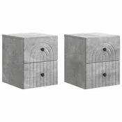 vidaXL Stenski nočni omarici 2 pcs Betonsko siva 33 x 34,5 x 40 cm