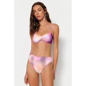 Trendyol Gradient Pattern Mesh Detailed High Waist High Leg Bikini Bottoms