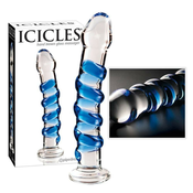 Ciklone br. 5 - spiralni stakleni dildo (prozirno-plava boja)