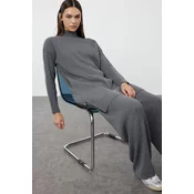 Trendyol Anthracite Slit Wide Leg Knitwear Two Piece Set