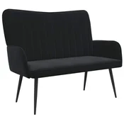 Vidaxl Kavč za 2 osebi Črna 115 x 61 x 87 cm Žamet