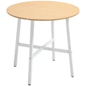 HOMCOM HOMCOM jedilna miza iverna plošča, jeklo 80D x 80Š x 76V cm naravno les, (5000231357)