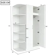 SONNENH Garderobna omara, 90 x 55 x 175 cm, MDF, bela, 90 x 55 x 170 cm, prostor za shranjevanje, za shranjevanje v spalnici