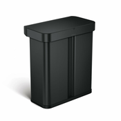 Mat črn jeklen koš za smeti za ločevanje odpadkov/brezstični 58 l – simplehuman