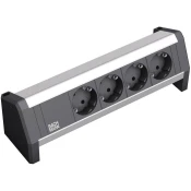 Bachmann Bachmann 339.1000 DESK Alu 4x črne kontaktne vtičnice Črna, Aluminij