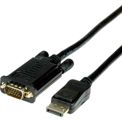 ROLINE Roline DisplayPort / VGA adapterski kabel DisplayPort vtič\, VGA 15-polni vtič 1.00 m črna 11.04.5970 DisplayPort kabel, (20415322)