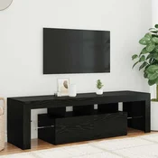 TV ormaric s LED svjetlima crni hrast 140x36,5x40 cm inženjerski drvo