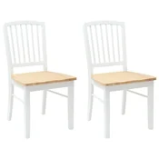 Vidaxl Jedilni stoli 2 szt. Bela 50 x 52,5 x 91 cm Masivno gumovo les
