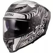 LS2 FF807 Dragon Carbon Enthum kaciga za motocikle s punim licem, sjajno srebrna