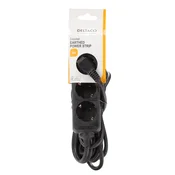 DELTACO produžni kabel strujni 3xCEE 7/3 1xCEE 7/7 5m, CRNI