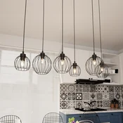 EMIBIG LIGHTING Obesna svetilka Nando, 6-svetilna, 125 cm, črna, kovina, E27 - Dnevna soba/jedilnica - Sodobni