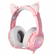 slomart igralne slušalke k9 rgb cat ears usb roza (žične)