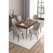 Hanah Home Set Trpezarijski sto i 6 stolica Are, Sivo-braon