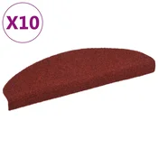 Vidaxl Preproge za stopnice samolepilne 10 kosov 65x21x4 cm bordo rdeče polkrožne velike