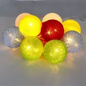 Iris Spherical 6 cm/šareno tkani/1,5 m/višebojni/10 LED dioda/USB lanac lampica, svjetlosna dekoracija 104-09