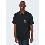 Only & Sons   Onspeanuts Rlx Ss Pct Lic Tee 22038044  Črna