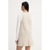 Bombažna obleka Tommy Jeans bež barva, DW0DW21949