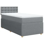 Vidaxl Box spring postelja z vzmetnico svetlo siva 90x200 cm blago