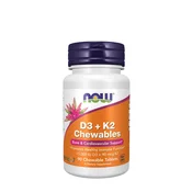 NOW - Vitamin D-3 + K-2 (MK-7), 90 žvečljivih tablet