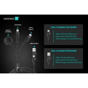 CONNECT IT Wirez 6v1 1x USB-C 1x Lightning 1x polnilec za uro 1,25 m ČERNA