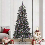 Vidaxl Umestno božično drevo Zelena 240 cm PVC, plastika in jeklo