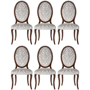 Casa Padrino luxury Art Nouveau dining chair set of 6 silver/dark brown 51 x 48 x H. 106 cm - Elegant kitchen chairs with pattern - Baroque & Art Nouveau dining room furniture - Luxury quality