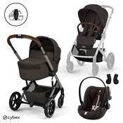 Cybex - Otroški voziček Balios S Lux z zložljivo košaro - Chocolate Brown (3v1)