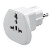 Potovalni adapter 230 V, vtič CEE7 – univerzalna vtičnica - bel
