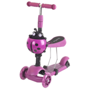Otroški skiro 2v1 PIKAPOLONICA s kolesi LED, vijolična H-001-FI
