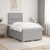 vidaXL Postelja boxspring z vzmetnico Svetlo siva 120 x 190 cm Blago