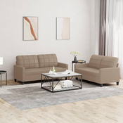 2-dijelni set sofa s jastucima boja cappuccina od umjetne kože