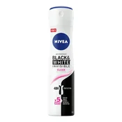 Dezodorant NIVEA Invisible for Black & White Clear sprej za ženske, 150 ml