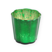 Svečnik iz zelenega stekla RAINBOW WAVY 8 cm