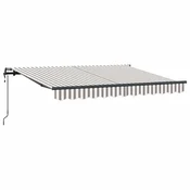 Vidaxl Retraktilna tenda Svetlo siva in bela. 4 x 2 m blago