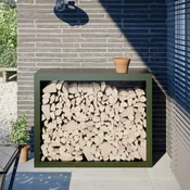Stalak za drva za ogrjev zeleni 100x40x80 cm celicni