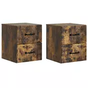 vidaXL Stenski nočni omarici 2 pcs Dimljen hrast 34,5 x 33 x 40 cm