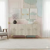 HANAH HOME Komoda Ida 150 White Travertine Gold