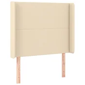 Vidaxl Vzglavje z ušesi krem 93x16x118/128 cm blago