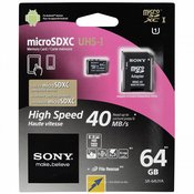 SONY spominska kartica MicroSD 64GB Class 10 + adapter (SR64UYA)