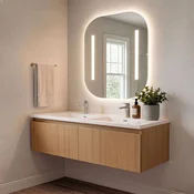 Skye Decor Set kupatilskog ormarica sa umivaonikom i ogledalom, 2 dela, Krem