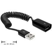 Delock Kabel USB 2.0, podaljšek, moški/ženska, zvit kabel