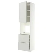 METOD / MAXIMERA Vis elem za pecnicu/vrata/2 ladice, bijela/Aspudden svijetlo siva, 60x60x240 cm