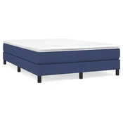 Vidaxl Posteljni okvir z vzmetmi moder 140x200 cm tkanina