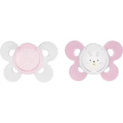CHICCO duda Physio Comfort silikonska punčka - zajček/pike 2 kos, 0-6 m