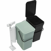 Brabantia Sort & Go Waste Bin 2 x 12 L Dark Grey & Jade Green