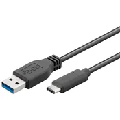 PremiumCord USB-C/male - USB 3.0 A/Male, črn, 2 m