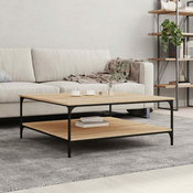 Greatstore Klubska mizica sonoma hrast 100x100x40 cm inženirski les