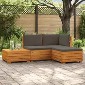 Set vanjskih sofa s jastukom 4 Komad Smeda Cvrsto drvo akacije